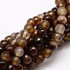 Faceted Natural Agate Round Beads Strands G-E319B-6mm-08-1