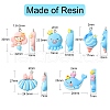 30Pcs 5 Styles Sea Animal Opaque Resin Pendants RESI-CJ0003-62-2