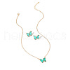Butterfly Acrylic Rhinestone with Iron Pendant Necklaces & Stud Earrings Sets for Women WGFFCAF-02-3