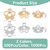 DICOSMETIC 1000Pcs 2 Colors CCB Plastic Bead Caps CCB-DC0001-16-2
