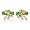Brass Micro Pave Clear Cubic Zirconia Stud Earrings EJEW-G415-02B-G-1