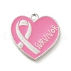 Breast Cancer Pink Awareness Ribbon Theme Alloy Enamel Pendants X-ENAM-C026-01F-S-1