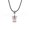 Angel Glass Sead Beaded Pendant Necklaces NJEW-MZ00094-02-2