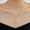 Elegant Vintage Style Brass Clear Cubic Zirconia Heart Sword Pendant Necklaces MI3084-1-1