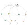2Pcs 2 Styles Natural Topaz Jade & Synthetic Turquoise Chip Beads Necklace Making with 304 Stainless Steel Jump Rings and Nylon Thread NJEW-JN05215-2