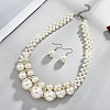 Alloy & Crystal Rhinestone & Plastic Pearl Round Beaded Necklace & Dangle Earring FS-WG9A175-01-4