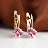 Rhombus Brass Micro Pave Cubic Zirconia Hoop Earrings WGBCF32-05-1