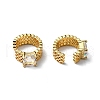 Clear Glass Square Cuff Earring EJEW-P229-06G-2