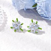 304 Stainless Steel Flower Stud Earrings EJEW-MZ00457-4
