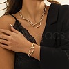 Oval Alloy & Aluminum Link Chain Necklaces & Link Bracelets Sets FS-WG10066-01-4