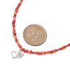 Glass Seed Beaded Alloy Heart with Wing Pendant Necklaces for Women NJEW-JN05008-3