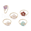 Natural Rainbow Moonstone /Amethyst/Rose Quartz/RedJasper/Apatite/Amazonite Finger Rings RJEW-JR00881-01-2