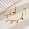 Brass Sweet Romantic Blue Evil Eye Heart Pendant Anklets for Women's Gift CA3994-4