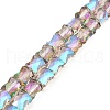AB Color Plated Transparent Glass Beads Strands EGLA-P051-06A-A07-1