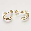 Brass Cubic Zirconia Stud Earrings EJEW-S201-150-2