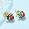 Brass Enamel Stud Earrings for Women EJEW-U049-02B-G-3