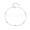 Classic Sterling Silver Clear Cubic Zirconia Round Link Bracelets JK4250-2-1