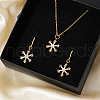 Elegant Brass Micro Pave Clear Cubic Zirconia Snowflake Hoop Earrings & Pendant Necklaces for Women ET8021-1-4