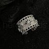 Flower Pattern Brass with Crystal Rhinestone Cuff Rings FS-WGDF3CA-01-1