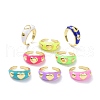 Brass Enamel Cuff Rings RJEW-P023-22G-1