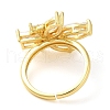 Rack Plating Brass Micro Pave Cubic Zirconia Flower Open Cuff Rings RJEW-A016-07G-3