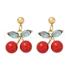 Cherry Brass Cubic Zirconia Dangle Stud Earrings EJEW-Q036-04G-2