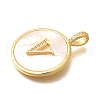 Rack Plating Brass Micro Pave Clear Cubic Zirconia Pendants with Shell KK-M309-42G-V-3
