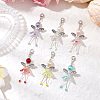 6Pcs 6 Colors Fairy Alloy Beaded & Glass & Acrylic Beaded Pendant Decoration HJEW-JM03064-1