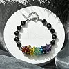 Natural Black Agate Beaded Bracelet BJEW-TA00402-01-2