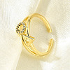 Brass Micro Pave Clear Cubic Zirconia Cuff Rings for Women RJEW-S399-13G-2