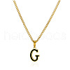 304 Stainless Steel Black Enamel Initial Pendant Twisted Chain Necklaces WG978E8-07-1