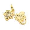 Rack Plating Brass Micro Pave Clear Cubic Zirconia Pendants KK-B093-14G-2