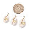 Copper Wire Wrapped Natural Cowrie Shell Pendants PALLOY-JF03554-05-2