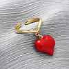 Brass Enamel Open Cuff Rings for Women RJEW-U057-14B-G-1