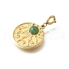 304 Stainless Steel Pave Natural African Jade Sun Pendant Decorations STAS-H202-25G-2