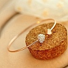 Double Heart Alloy Rhinestone Cuff Bangles for Women WGD430F-01-2