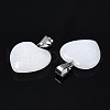 Heart Natural White Jade Pendants G-Q438-01-4