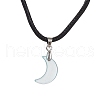 Glass Crescent Moon Pendant Necklaces NJEW-JN04579-03-1