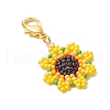 Sunflower Glass Seed Beaded Pendant Decorations HJEW-MZ00137-4