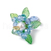 Glass with Round Shell Pearl and Acrylic Charms Pendants PALLOY-MZ00647-03-4