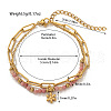304 Stainless Steel & Natural Rhodochrosite Beaded Double Layer Bracelets FS-WG81BCE-01-1