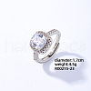 Mother's Day Rings Square Platinum Brass Adjustable Ring with Cubic Zirconia EG7863-17-1