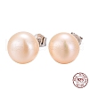 Valentine Presents for Her 925 Sterling Silver Ball Stud Earrings EJEW-D029-9mm-1-7