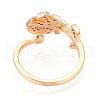 Tropical Leaf Shape Brass Micro Pave Clear Cubic Zirconia Cup Peg Ring Settings KK-T076-12G-3