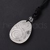 Adjustable Natural Quartz Crystal Teardrop with Spiral Pendant Necklace with Nylon Cord for Women NJEW-L171-04F-4