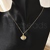 Brass Micro Pave Cubic Zirconia Shell Shape Pendant Neckalces for Women NJEW-S448-10G-3
