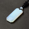 Opalite Rectangle Pendant Necklace with Nylon Cord for Women NJEW-C001-01A-04-3