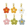 6Pcs 6 Colors Weave Flower Polyester Pendant Decorations X-HJEW-JM02889-2