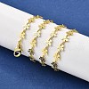Brass Flower Link Chain Necklaces NJEW-M108-25G-5