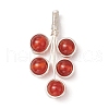 4Pcs 4 Styles Natural Rose Quartz & Green Aventurine & Amethyst & Carnelian Round Copper Wire Wrapped Pendants PALLOY-TA00216-02-3